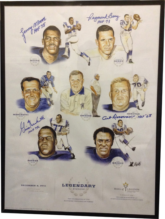 Baltimore Colts Litho Signed By 4 Hall of Famers Moore Berry Marchetti Donovan