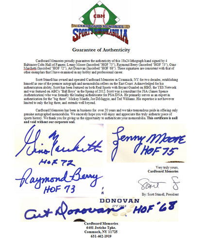 Baltimore Colts Litho Signed By 4 Hall of Famers Moore Berry Marchetti Donovan