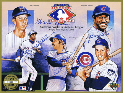 Warren Spahn Kingman Jenkins williams Signed Cubs photo  LE Upper Deck CARD COA