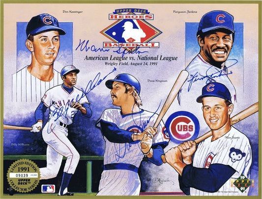 Warren Spahn Kingman Jenkins williams Signed Cubs photo  LE Upper Deck CARD COA