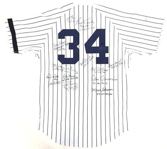 13 MLB Stars & Legends Signed Inscribed Vintage Yankees Jersey Larsen Guidry COA