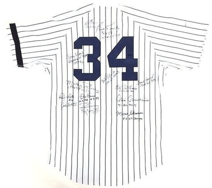 13 MLB Stars & Legends Signed Inscribed Vintage Yankees Jersey Larsen Guidry COA