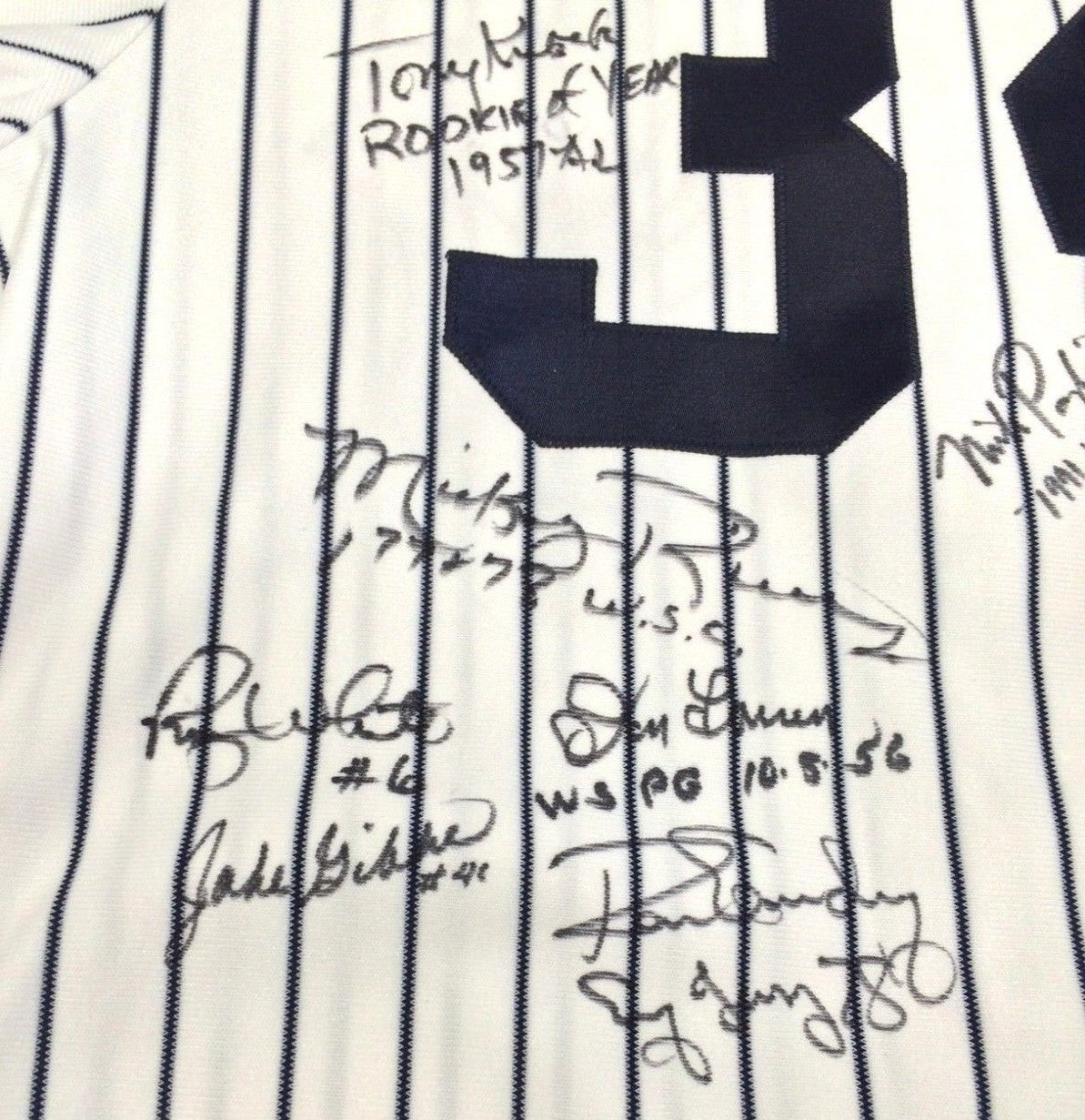 13 MLB Stars & Legends Signed Inscribed Vintage Yankees Jersey Larsen Guidry COA