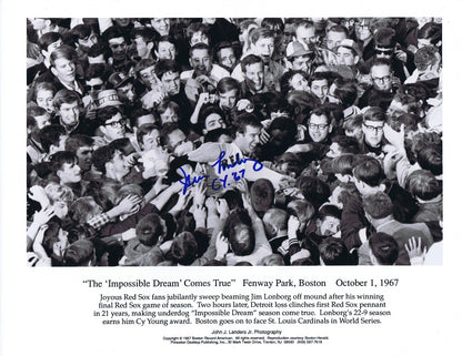 Jim Lonborg Signed 11x14 Photo Ins CY 67 Impossible Dream Red Sox Autograph COA