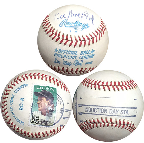 Lee MacPhail Signed Lou Gehrig Stamp Induction Day Lee MacPhail OAL Baseball COA