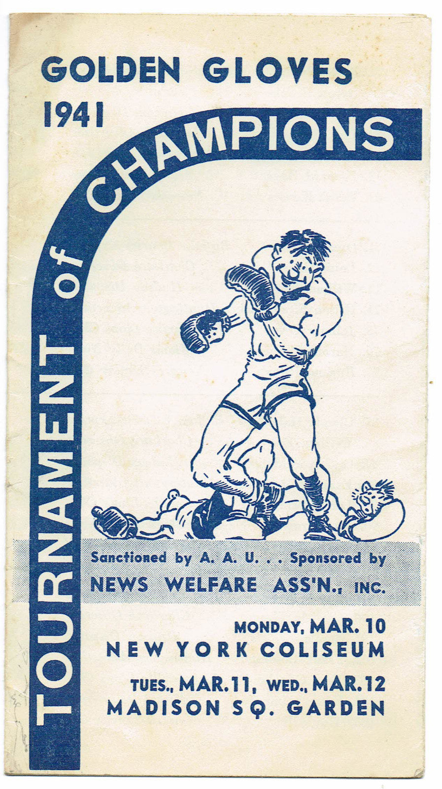 1941 Golden Gloves Vintage boxing Program Madison Square Garden RARE nm - mint