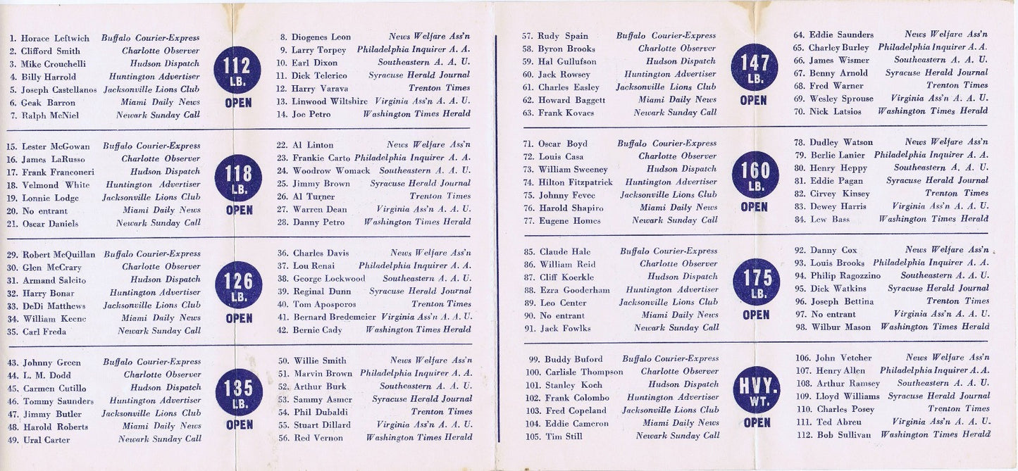 1941 Golden Gloves Vintage boxing Program Madison Square Garden RARE nm - mint