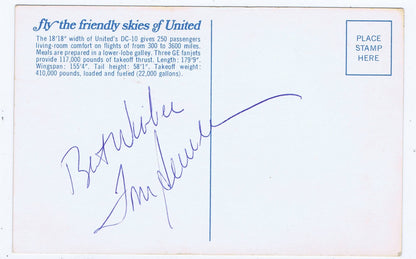 Tom Seaver Signed United Airlines Postcard Vintage 1970 Autograph Mets Cbm Coa