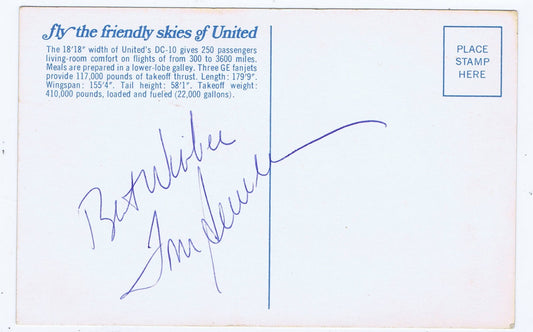 Tom Seaver Signed United Airlines Postcard Vintage 1970 Autograph Mets Cbm Coa