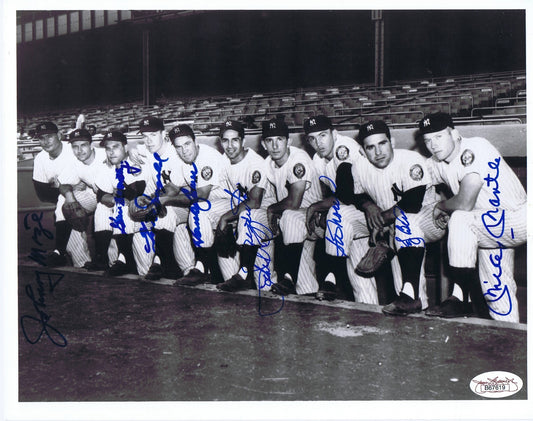 1950's Yankees Team Signed 8x10 Photo Dugout 8 Autographs Mantle Berra HOF JSA