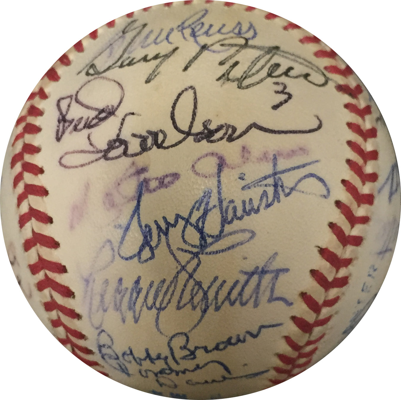 Multi Signed Official American League Baseball with 28 Autos Murcer Jenkins COA