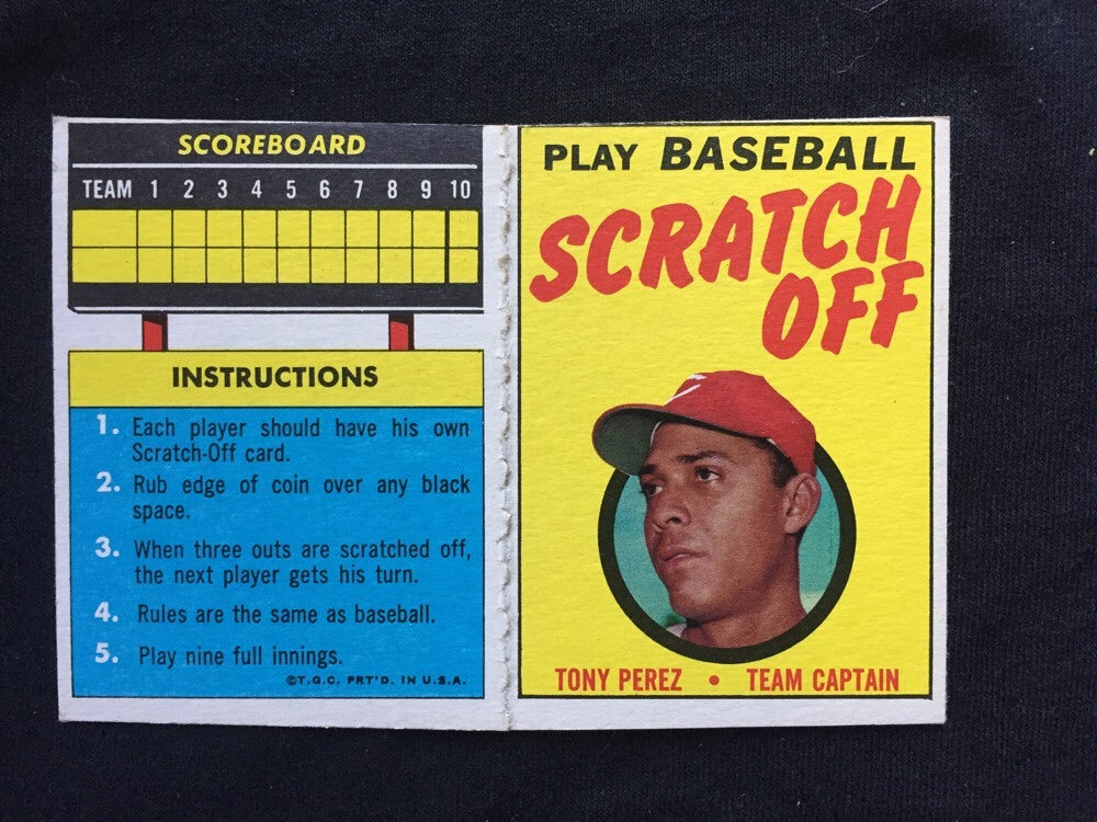 1970 Topps Scratch Off Tony Perez Unscratched Unfolded Mint RARE FIRM & Tight