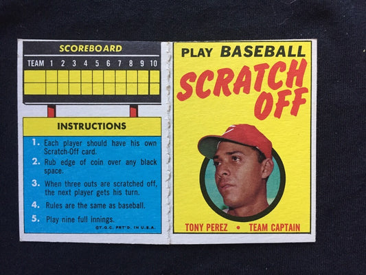 1970 Topps Scratch Off Tony Perez Unscratched Unfolded Mint RARE FIRM & Tight