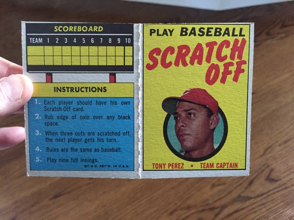 1970 Topps Scratch Off Tony Perez Unscratched Unfolded Mint RARE FIRM & Tight