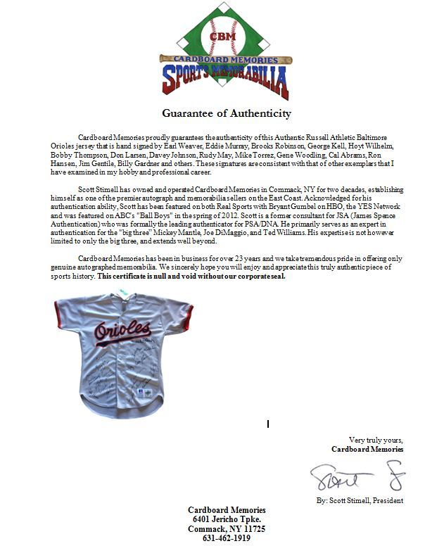 Baltimore Orioles signed 23 auto jersey Earl Weaver Eddie Murray  Robinson Coa