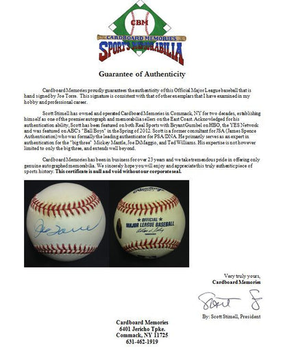 Joe Torre  signed official MLB baseball Yankees autograph HOF CBM COA