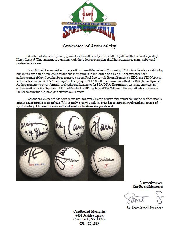 Harry Carson Ny Giants signed Titleist golf ball autograph hof sb champ  CBM COA