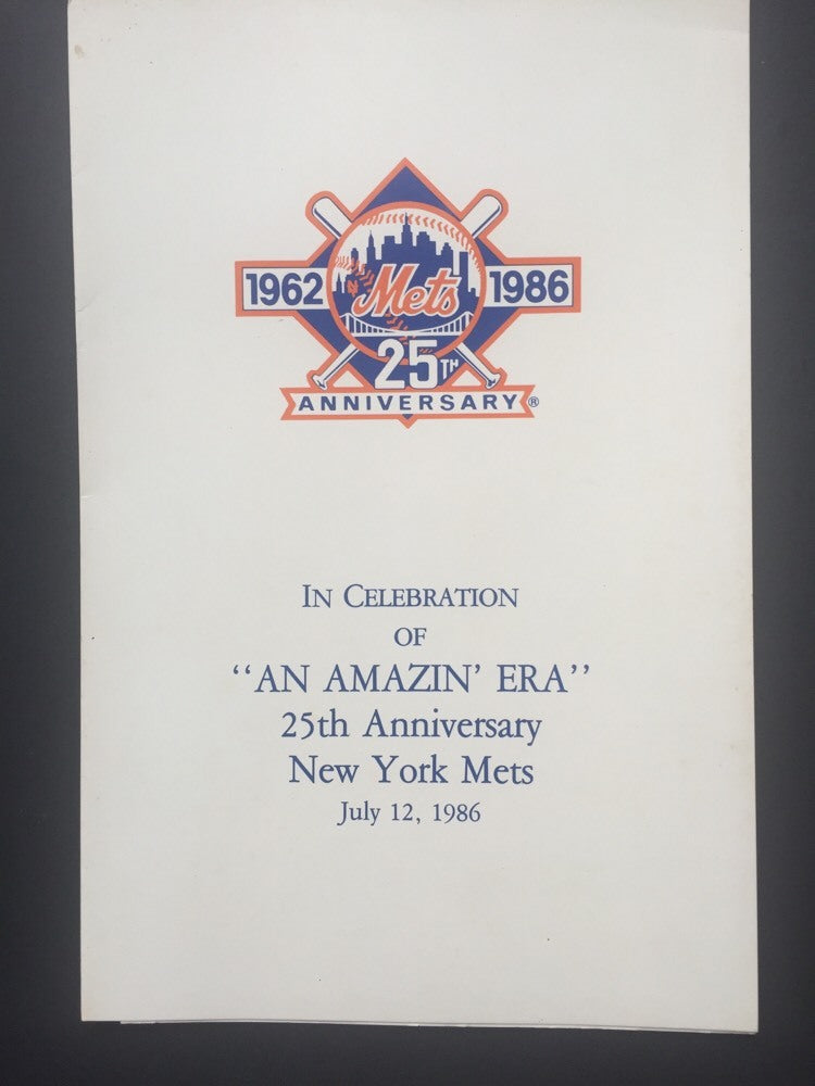 1986 New York Mets Amazin Era 25TH Old Timers Day Program Poster 24x13 Nm Rare