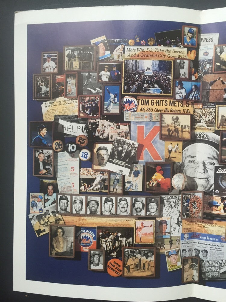 1986 New York Mets Amazin Era 25TH Old Timers Day Program Poster 24x13 Nm Rare
