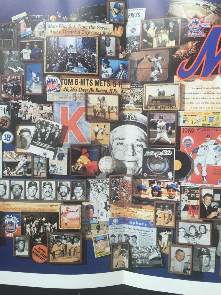 1986 New York Mets Amazin Era 25TH Old Timers Day Program Poster 24x13 Nm Rare