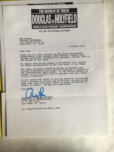 Buster Douglas  Evander Holyfield World Heavyweight Fight Press Kit 1990 mirage