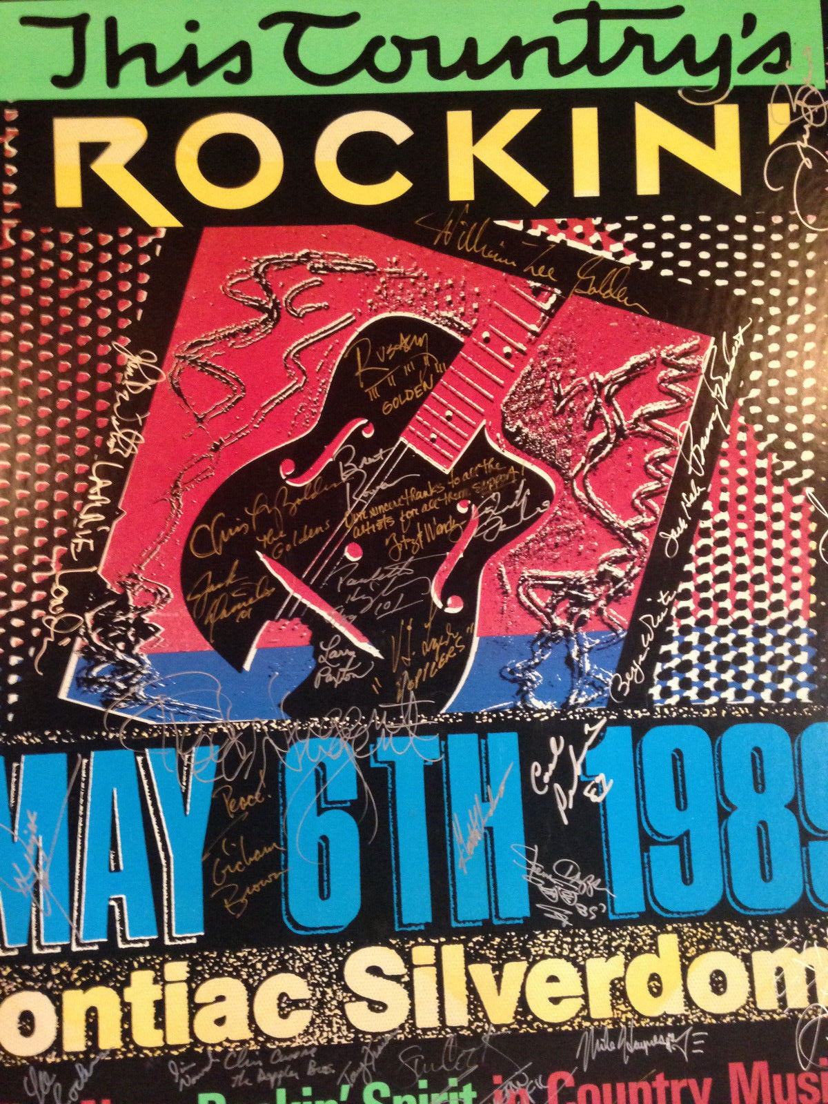 This Country's Rockin signed concert poster 1989 Ted Nugent 50 auto 1/1 Cbm COA