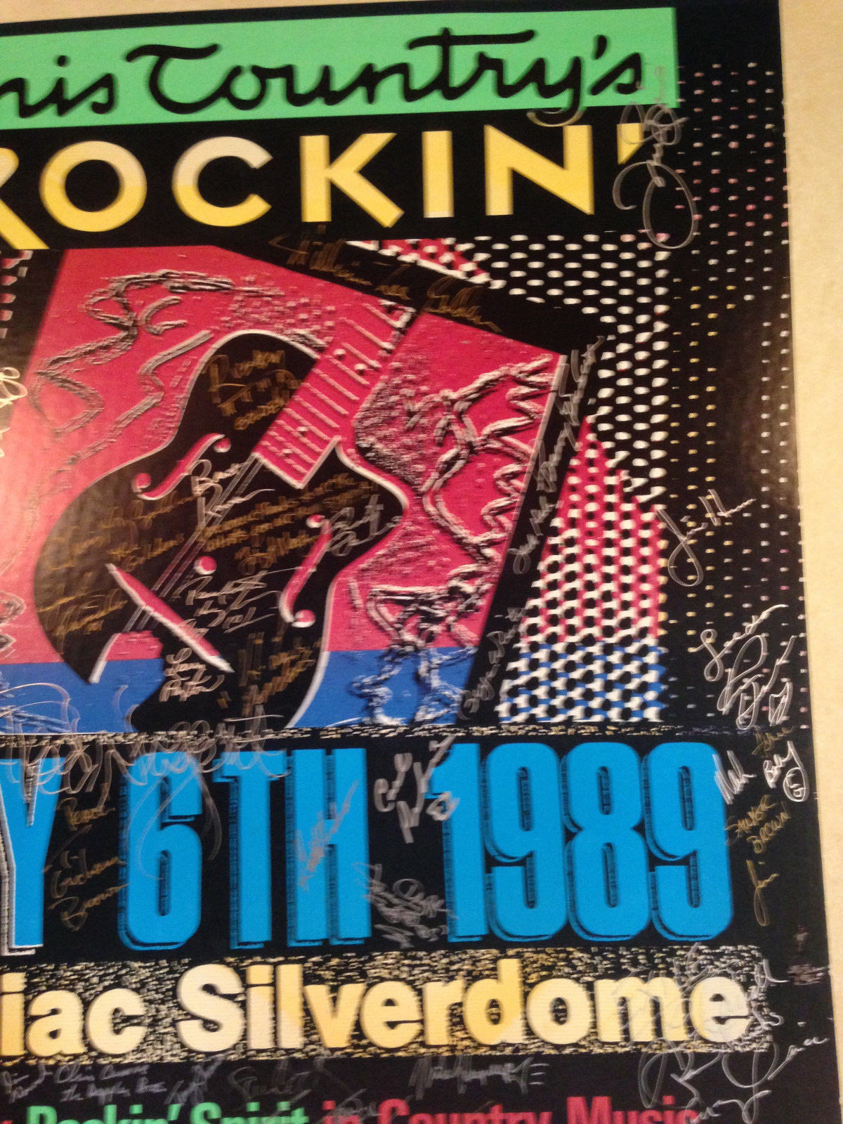 This Country's Rockin signed concert poster 1989 Ted Nugent 50 auto 1/1 Cbm COA