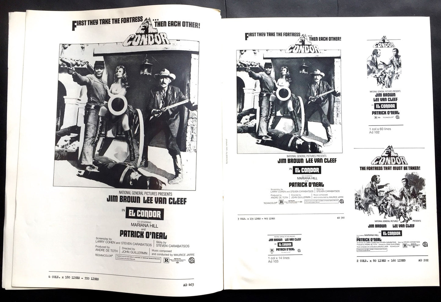 EL CONDOR Jim Brown HOF browns Original VINTAGE MOVIE 1970 Theater Pressbook NM