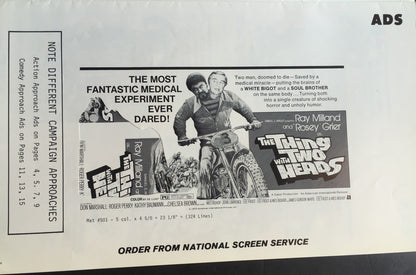 VINTAGE Rosey Grier "THE THING WITH TWO HEADS" Original 1972 Theater Pressbook