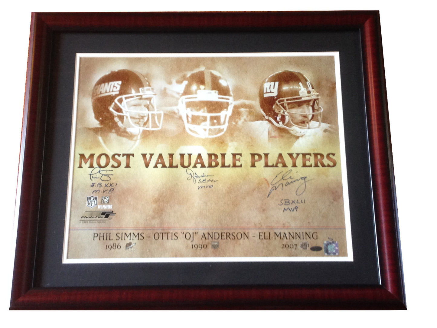 NY Giants Super Bowl MVP signed 16x20 photo framed Eli Manning Simms /26 Steiner