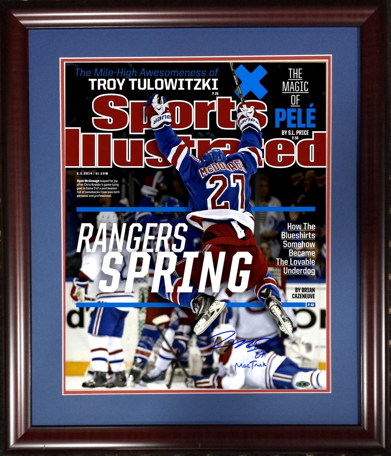 Ryan McDonagh Signed Rangers Sports Illustrated 16x20 Photo MacTruck Steiner LE
