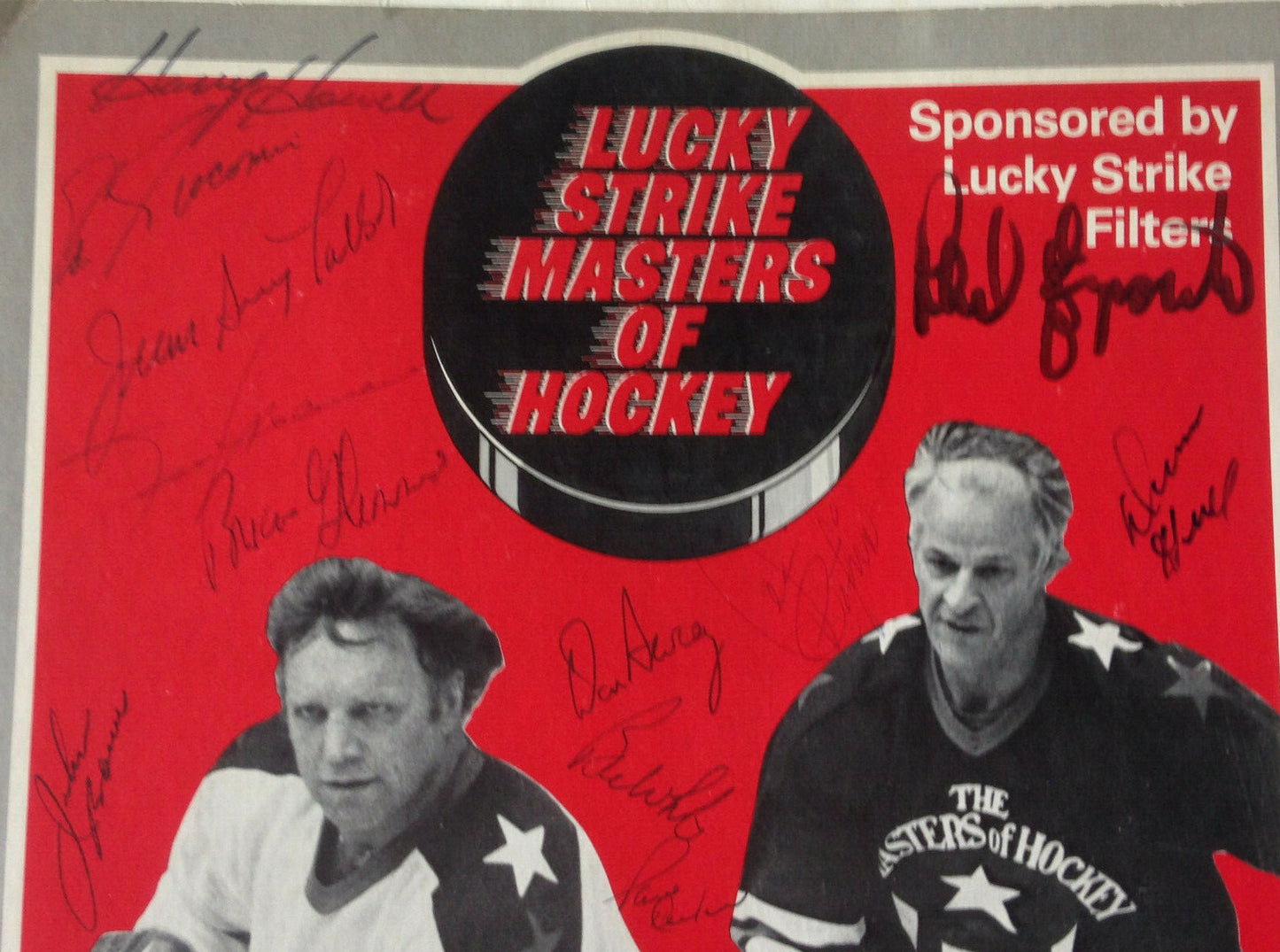 Hockey Legends Lucky Strike Signed Poster 30 auto Bobby Orr Hull Ed Giacomin COA