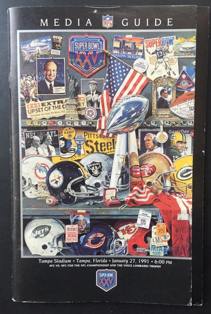 1991 Super Bowl Media Guide Program Tampa Ny Giants Champions Wide Right