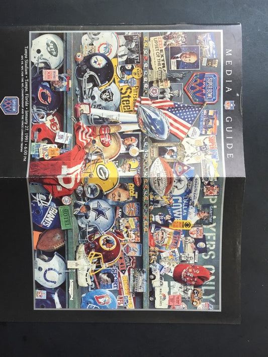 1991 Super Bowl Media Guide Program Tampa Ny Giants Champions Wide Right