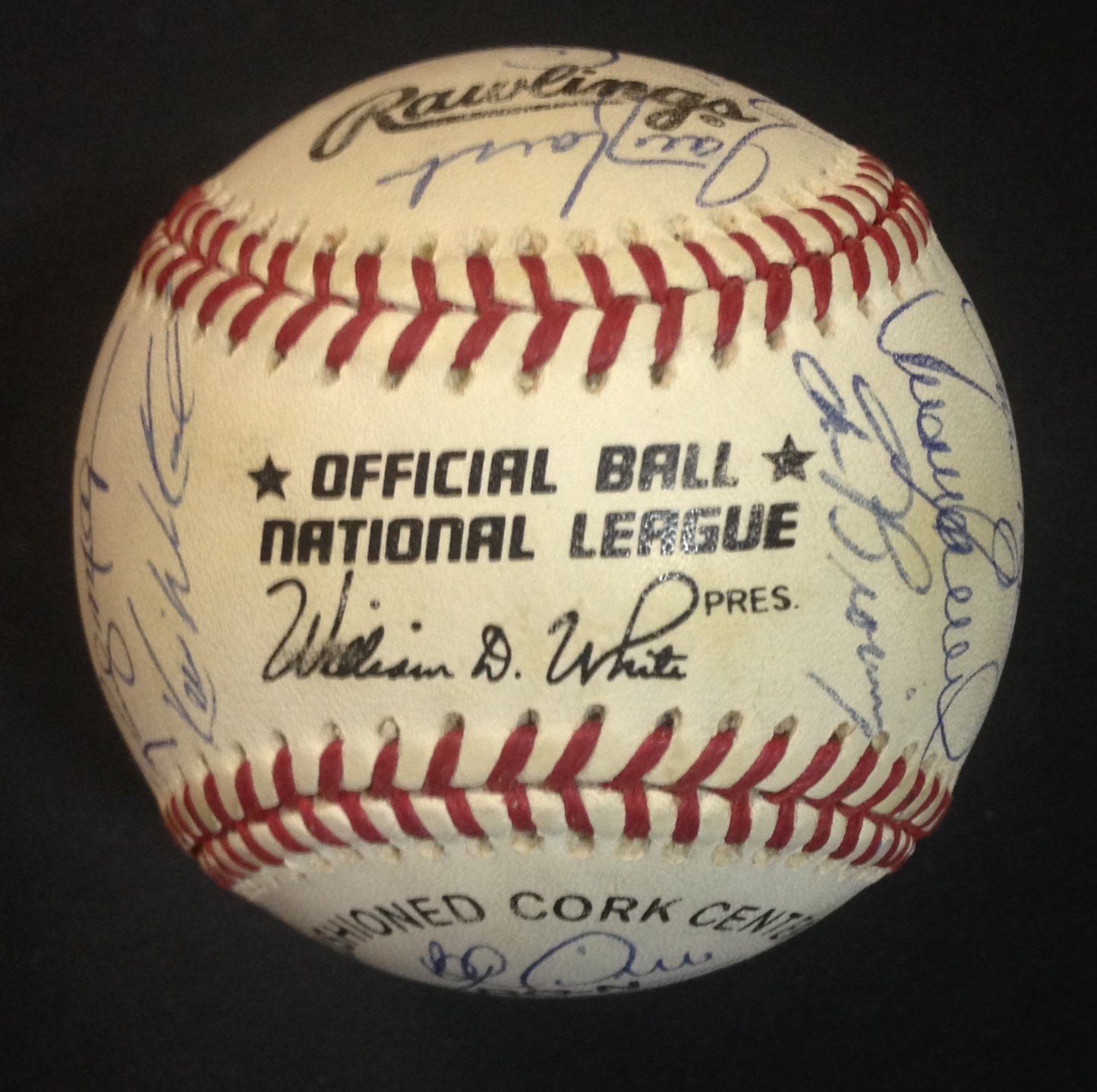 1992 Cincinnati Reds signed official NL Baseball 26 auto Davey Johnson CBM COA