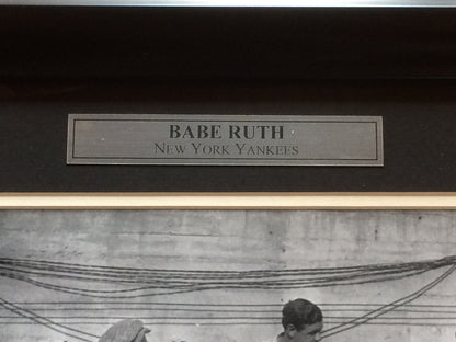Babe Ruth with kids  New York Yankees logo 8x10 photo framed collage 22x16