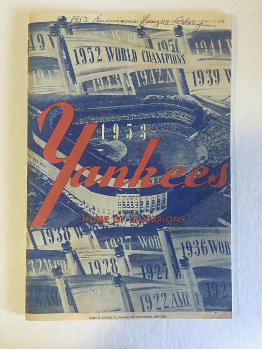 1953 New York Yankees Official Program and Unused Score Card MICKEY MANTLE Berra