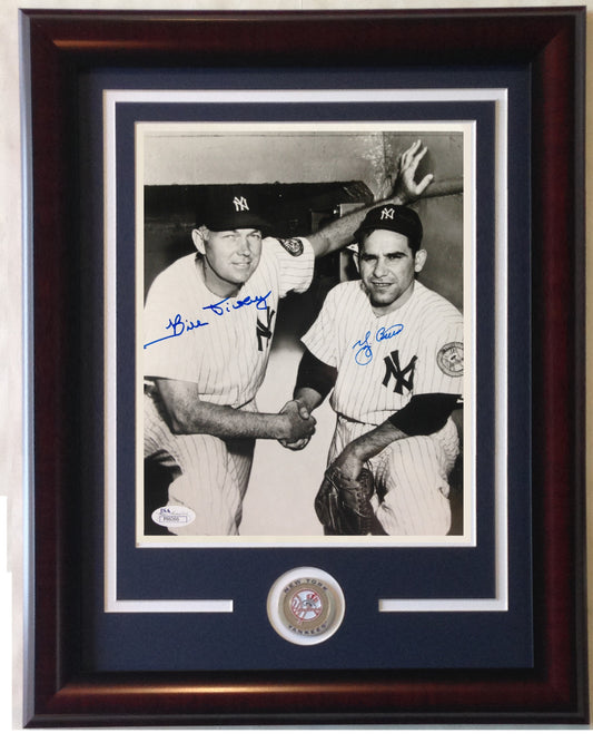 Yogi Berra Bill Dickey #8 signed 8x10 photo framed Yankees Hof auto JSA COA