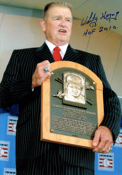 Whitey Herzog Signed 6x8 Photo Ins HOF 2010 MANAGER Cardinals Autograph CBM COA