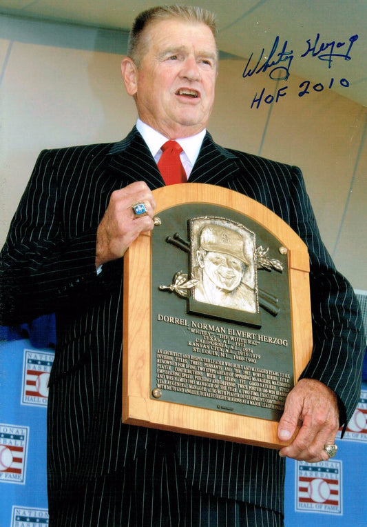 Whitey Herzog Signed 6x8 Photo Ins HOF 2010 MANAGER Cardinals Autograph CBM COA