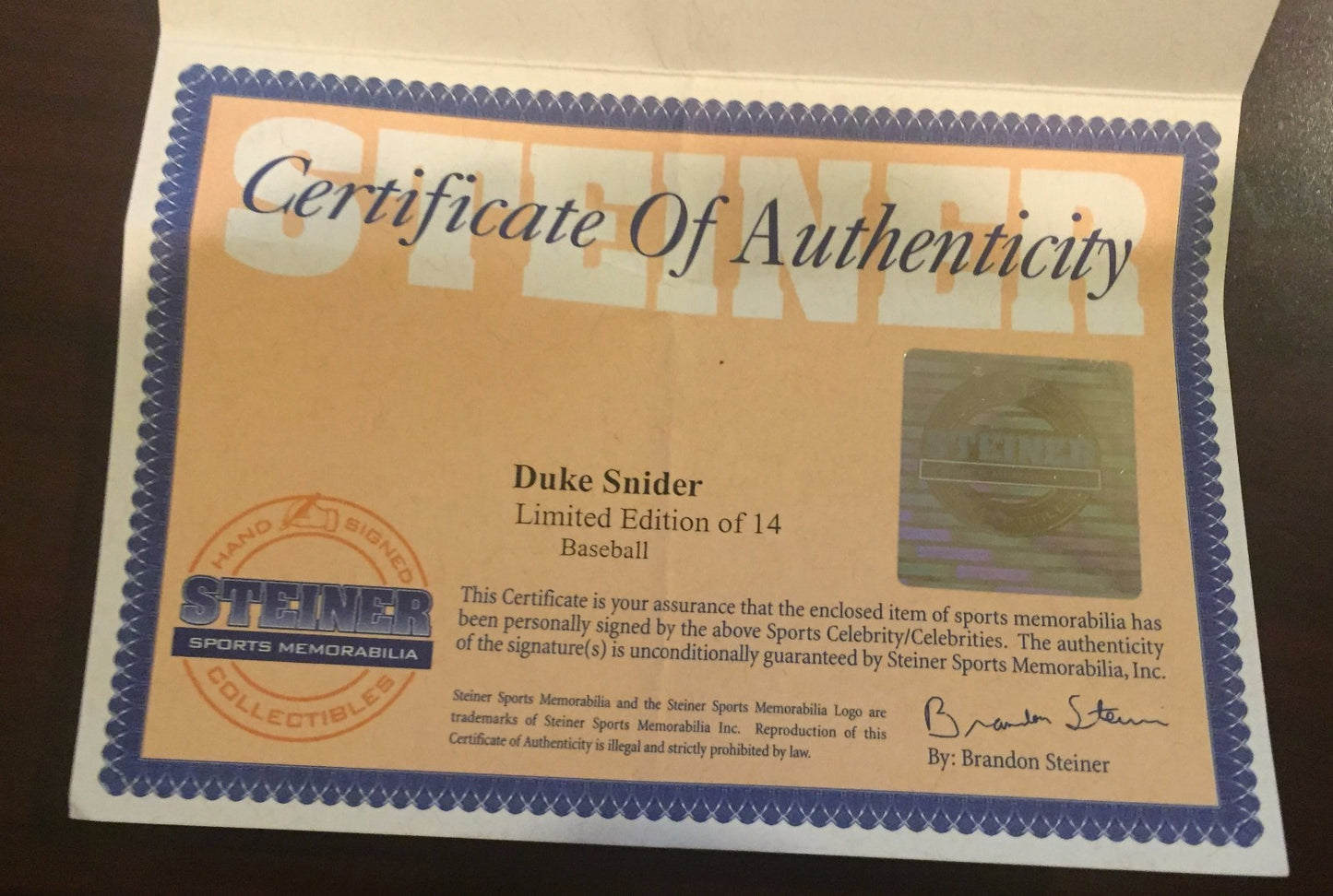Duke Snider Signed  Stat Baseball Le 1/14 HOF Autograph Steiner COA Dodgers