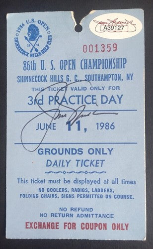 Jack Nicklaus Signed 1986 U.S Open Ticket Mint Auto Jsa Shinnecock Hills