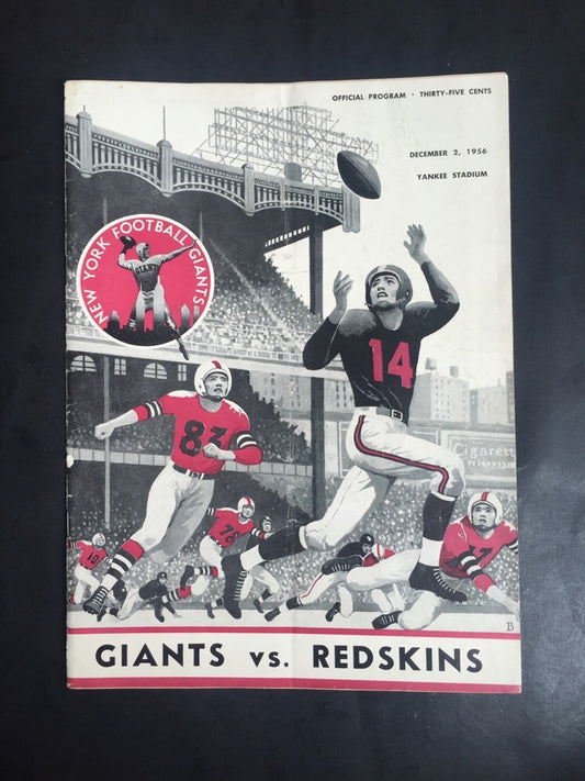 NY Giants 1956 FootBall Program Yankee Stadium Redskins Frank Gifford 3 Td