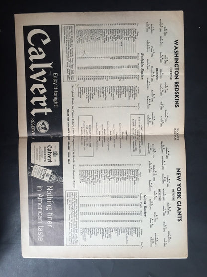NY Giants 1956 FootBall Program Yankee Stadium Redskins Frank Gifford 3 Td