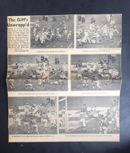 NY Giants 1956 FootBall Program Yankee Stadium Redskins Frank Gifford 3 Td