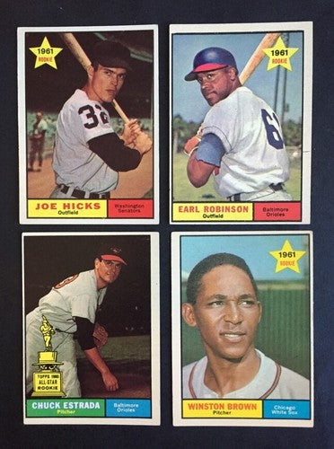 1961 Topps Rc 4 Card Lot # 386 343 391 395  Ex+ - Nm Winston Brown Hicks Estrada