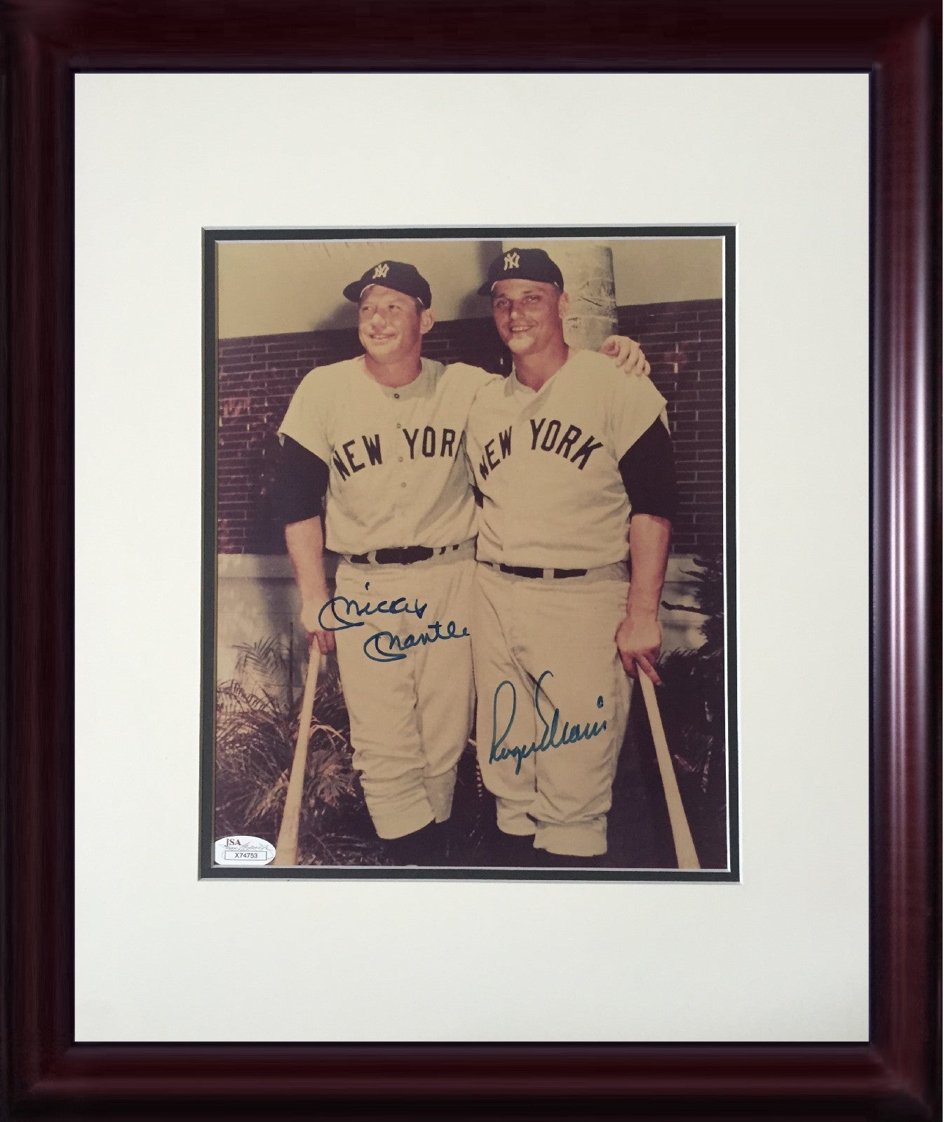 Mickey Mantle Roger Maris Yankees signed 8x10 photo framed Mint auto HOF JSA LOA