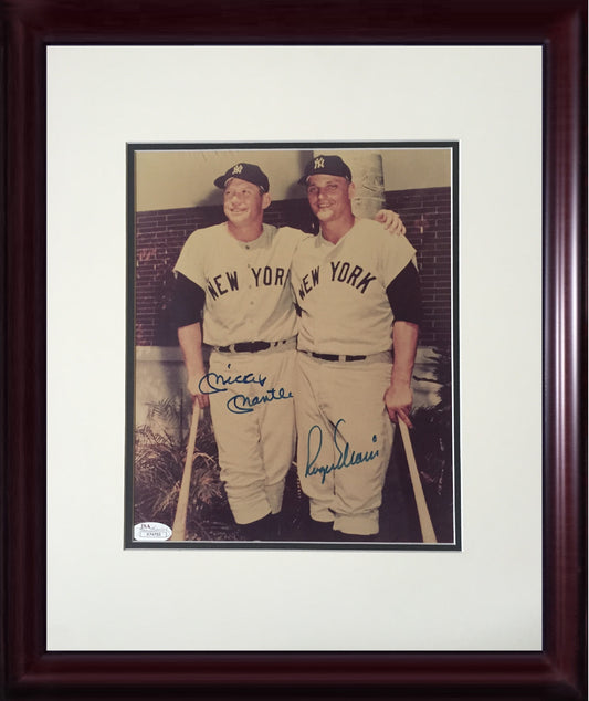 Mickey Mantle Roger Maris Yankees signed 8x10 photo framed Mint auto HOF JSA LOA
