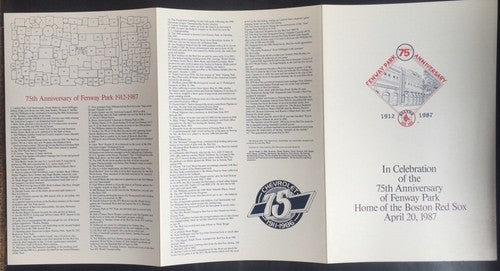 Fenway Park 75Th Anniv 1987 Program Tri Fold Poster Red Sox Williams Fisk Mint