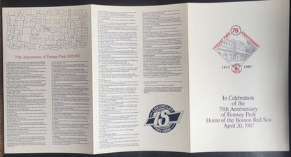 Fenway Park 75Th Anniv 1987 Program Tri Fold Poster Red Sox Williams Fisk Mint
